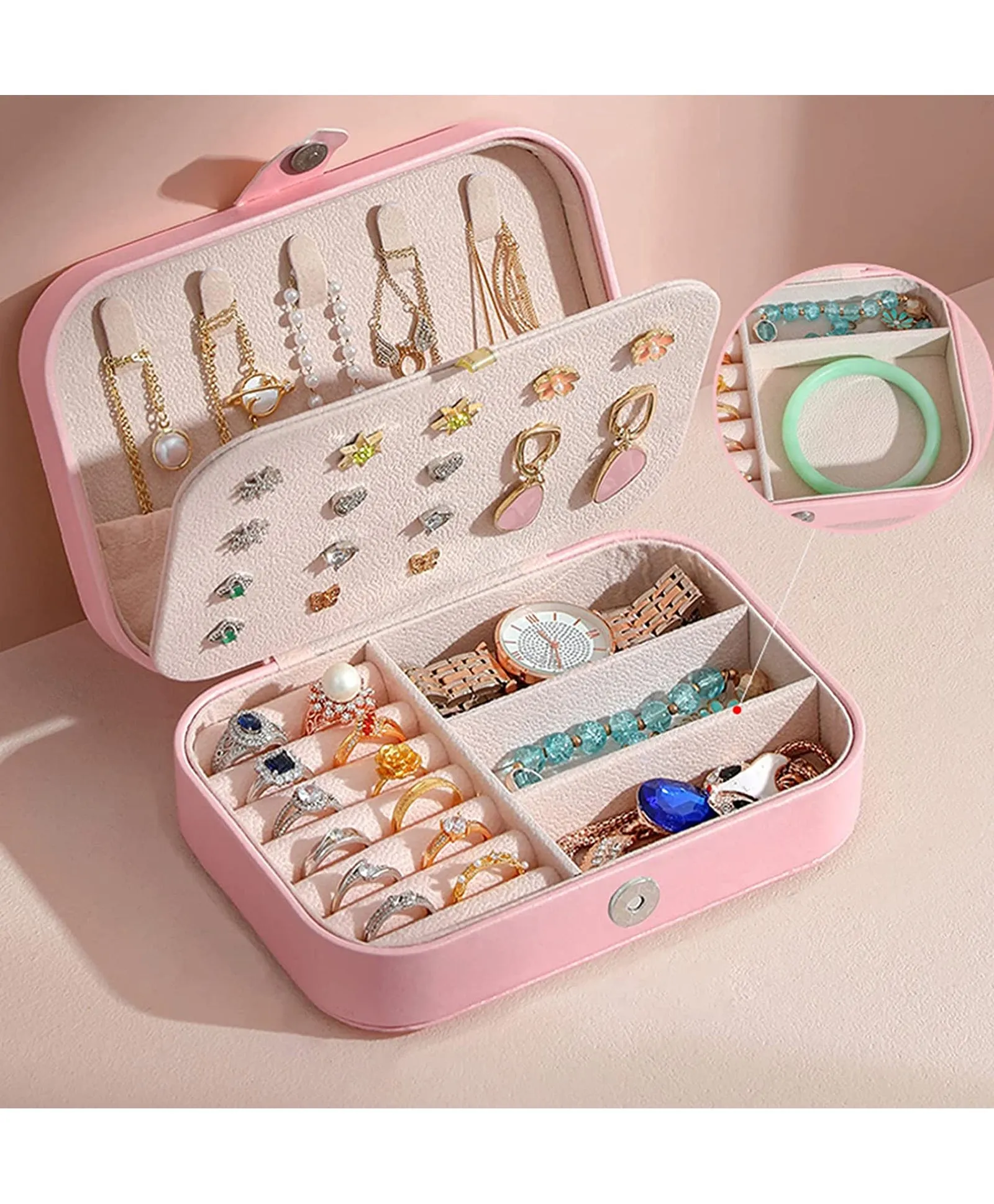 ZARDER - Jewellery Organiser PU Leather Zipper Portable Storage Box ( Only Box )