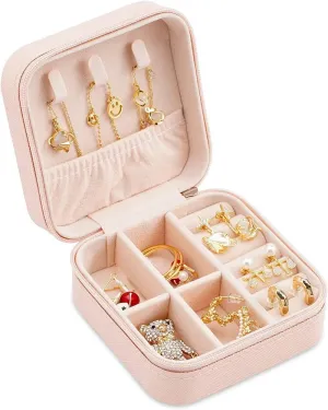 ZARDER - Jewellery Organiser PU Leather Zipper Portable Storage Box - Pink ( Only Box )
